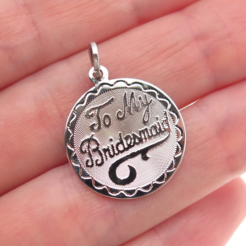 Spencer Co. 925 Sterling Silver Vintage To My Bridesmaid Charm Pendant